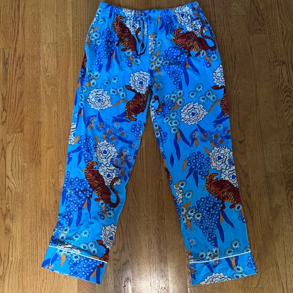 Blue Tiger Print Pajama Pants - Picture 1 of 14